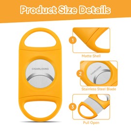 Cigarmoon Cigar Cutter, Enlarge 77 Ring Fit Almost Cigar Sizes, Stainless Steel & Plastic Double Cut Blade Cigar Guillotine (Black)