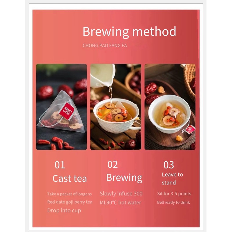 Longan jujube Wolfberry Tea 180g(6g*30 packs) Bagged Flower and Fruit