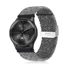 Niboow 20mm Strap for Garmin Venu Sq 2/Venu Sq 2 Music/Venu Sq/Venu Sq Music/Venu 2 Plus, Elastic Nylon Braided Watch Bands for Garmin Vivoactive 5/Vivoactive 3 Music/Forerunner 245-Grey