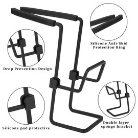 CIMOYBAI Sponge Holder Kitchen, 2 in 1 Kitchen Organiser Sink, Sink Organiser No Drilling, Washing Sponge Holder for Sink Plugs, Washing Sponges, Brush, Black