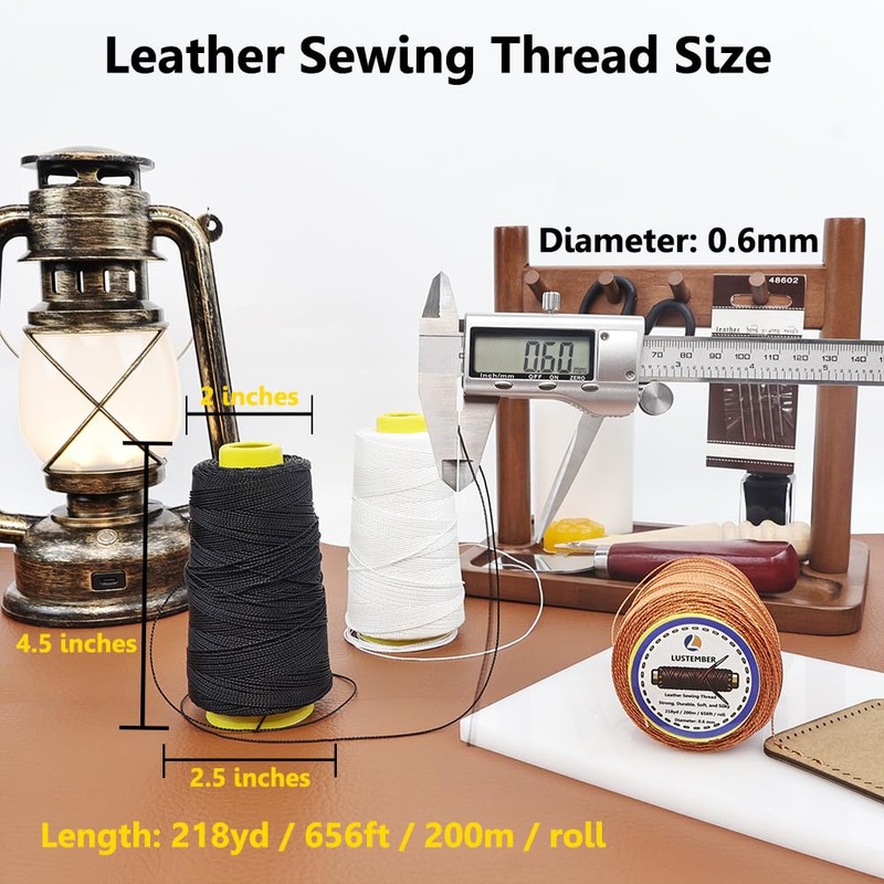LUSTEMBER Heavy Duty Sewing Thread, 3 Rolls x 656 ft