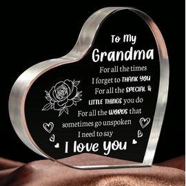 Gifts To My Grandma Acrylic Heart Keepsake, Mothers Day Gifts Plaques Acrylic Grandma Birthday Gifts from GrandDaughter, Gifts for Grandma Grandmother - Color: Grandma2