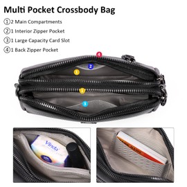 GAEKEAO Crossbody Bags for Women Small Genuine Leather Shoulder Purse Cross Body Bag with Wristlet Top Zipper