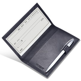 HISCOW Supple Leather Checkbook Cover with Free Divider - Italian Calfskin (Black)