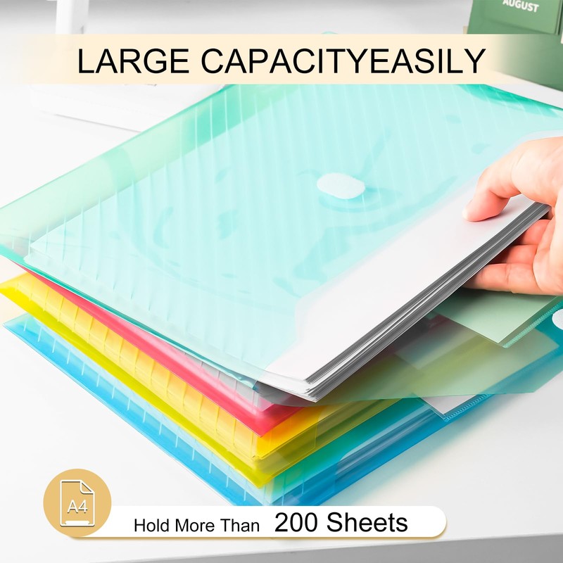 WORPSON 10 Pack, Plastic Envelopes File Folders, HeavyDuty Document Folder