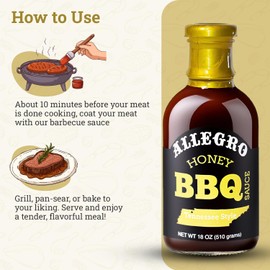 ALLEGRO - The Marinate Everything Marinades | Barbecue Sauce for Chicken, Pork, Ribs & Burgers | BBQ Sauce for Grilling, Dipping & Cooking | Kosher & Gluten Free | 18 Oz (Pack of 6) - Honey