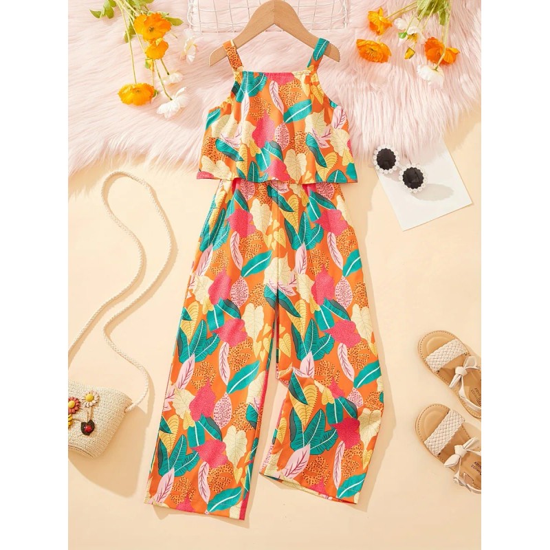 Mono De Moda Pants Niñas Conjunto Pantalones Elásticos Largo