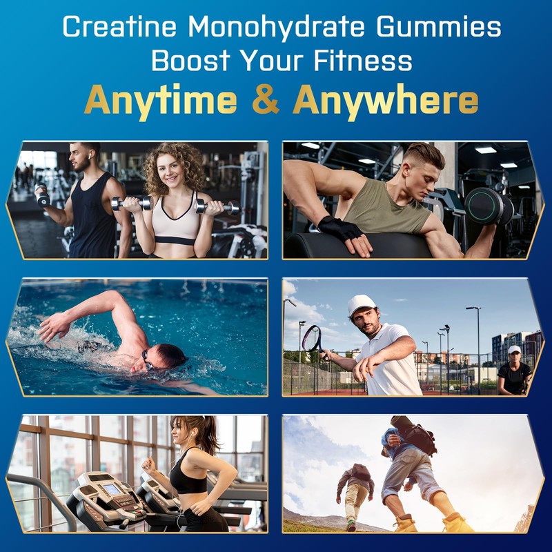 Creatine Monohydrate Gummies, Creatine for Women & Men, Pre Workout