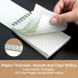 wavamawa Pocket Notebook,Small Notebooks 3x5 With Lined Pages,Small Notepad Mini Top Spiral Notebook,Kraft Brown Little Memo Steno Note Pads for Outdoor Home Office College Work or School,6 Pack