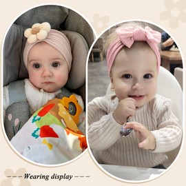 4 Pcs Baby Bow Headbands Flower Baby Girls Headband Nylon Stretchy Soft Hairbands Hair Accessories for Newborn Infant Toddlers Kids Preemie Essentials