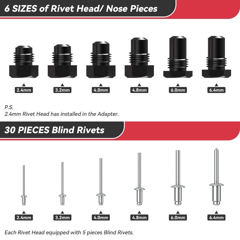 Beaspire Cordless Rivet Gun Adapter - Electric Rivet Drill Adapter