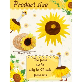 Outus Sunflower Goose Outfit Spring Sunflower Porch Goose Costume Set for Cement 23" H Statue Outdoor Garden Yard Patio Lawn