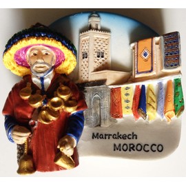 WitnyStore Tiny 2⅜" Gharrib Water Seller Marrakesh Morocco Magnet - Miniature Hand Made Resin 3D Africa Landmark Tourist Attraction Decorative Refrigerator Magnets Décor Collectible Souvenirs Gifts