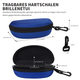 molshine 3 Piece Portable Hard Shell Sunglasses Case, Glasses Case with Zipper and Hook for Women Men Travel Sports, Black & Blue & Black