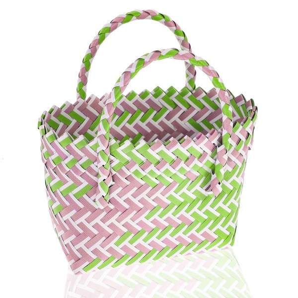 pvc woven basket stylish tote bags plastic basket picnic rattan