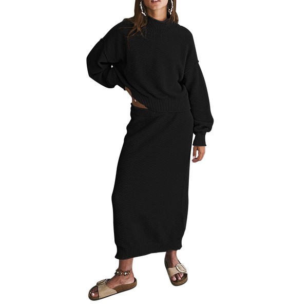 Pink Queen 2 Piece Skirt Outfits for Women Casual Knit