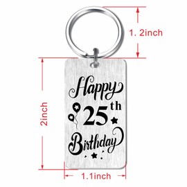HYHYDHP Happy 25th Birthday Gifts for Her Him - 25 Year Old Birthday Keychain for Men Women