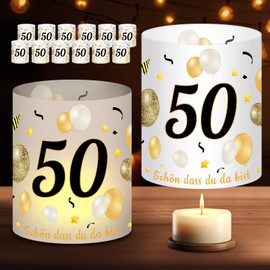 Lantern Table Decoration 50th Birthday Man Woman 12 Lantern Table Decoration 50th Birthday Man Woman Decoration, Schön Dass Du Da Bist Table Decoration, 50th Birthday Happy Birthday Decoration for Tea