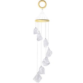 mookaitedecor Natural Clear Quartz Raw Crystal Wind Chime for Bedroom Porch Window Garden Indoor Outdoor Decor, Healing Crystal Art Hanging Ornament Reiki Wind Chime Gift Good Luck White Room Decor