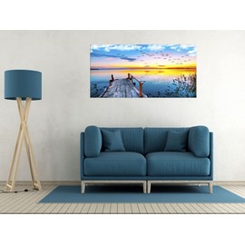 XXMWallArt FC2250 Jetty In The Sunset Lake Wall Art Canvas Prints Painting Nature Pictures Framed Landscape Paintings Canvas Wall Art for Living Room Bedroom Kitchen Home and Office Wall Decor