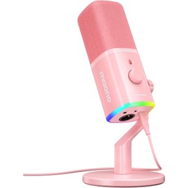 MAONO XLR/USB Gaming Microphone Noise Cancelling PC Microphone for Podcast Streaming Dynamic Microphone Mute Button Unidirectional for YouTube Recording Voice Chat Live Streaming Game Pink