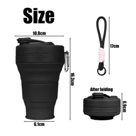 1 x foldable cup, 1 x water bottle lanyard, foldable travel cup, portable camping cup, foldable cup with lid