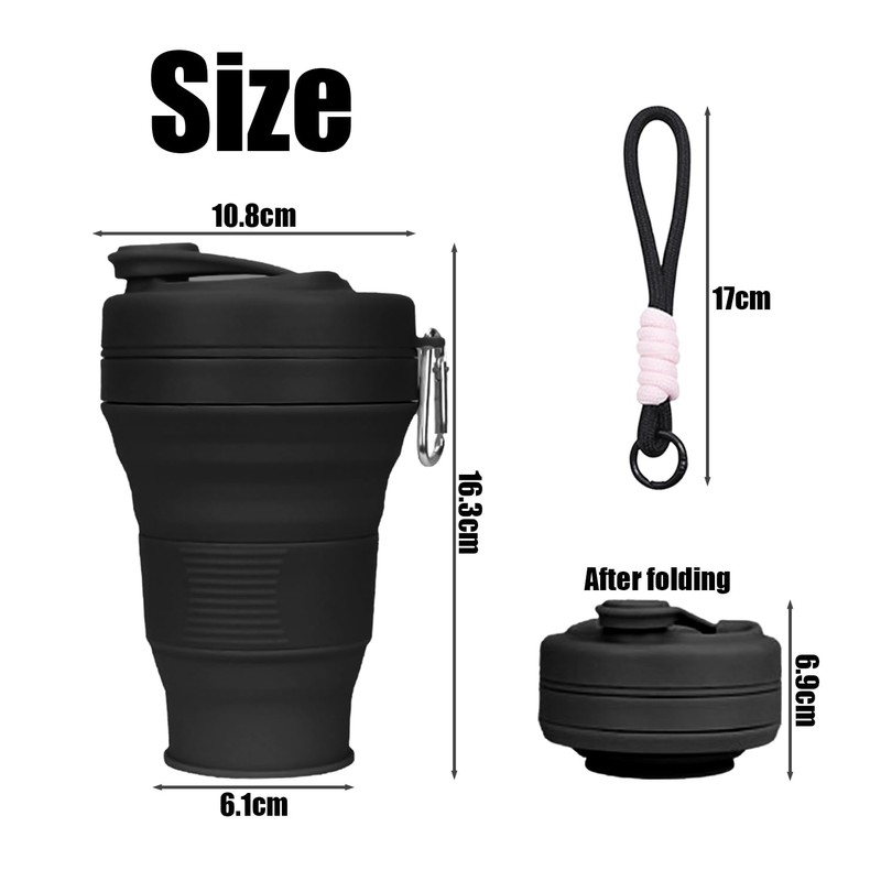 1 x foldable cup, 1 x water bottle lanyard, foldable