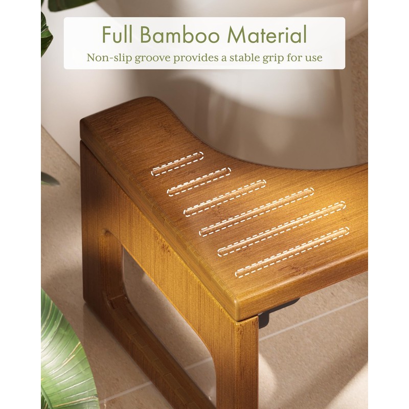 AmazerBath 8.5 Inches Bamboo Toilet Stool Squat for Adult, Foldable