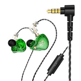 Generic DX2 in-Ear Earphone HiFi in-Ear Earphone Earbud with New 10mm Composite Magnetic Dynamic Driver in Ear Monitor Earbuds with Detachable C Pin 0.75MM Cable(with Mic,Green), Clear