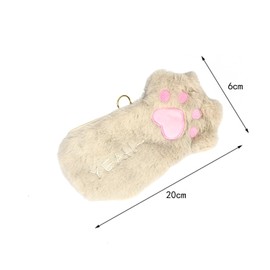XIANFANG Cat Paw Plush Cosmetic Bag, Cute Pink and Gray Kawaii Design - Ideal for Makeup and Accessories