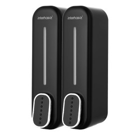 interhasa! Soap Dispenser Bathroom Wall Mounted Body Wash Shower Gel Shampoo and Conditioner Soap Dispenser Single Chamber Shower Dispenser for Commercial Home Black 350ML×2