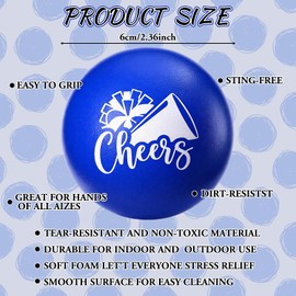 JolliLudo 20 Pcs Cheer Stress Balls Cheer Team Gifts Bulk Pom Pom Cheerleader Teams Gifts 2.36 Inch Stress Relief Ball for Cheerleading Teammates Party Supplies