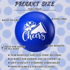 JolliLudo 20 Pcs Cheer Stress Balls Cheer Team Gifts Bulk Pom Pom Cheerleader Teams Gifts 2.36 Inch Stress Relief Ball for Cheerleading Teammates Party Supplies