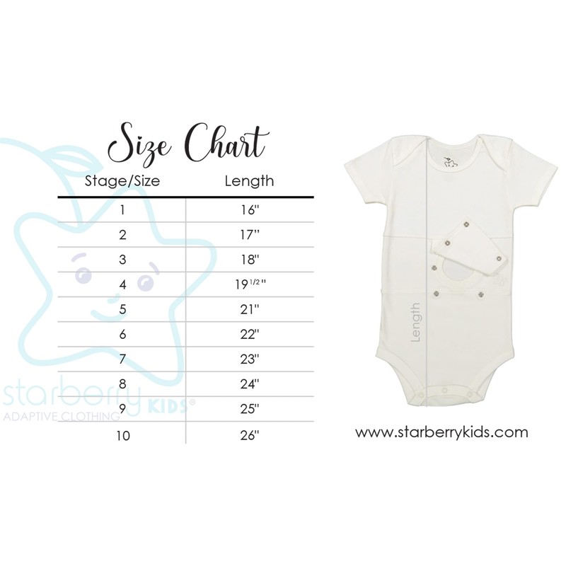 Starberrykids Feeding Tube Undershirt Onesie For Babies, Toddlers and Children