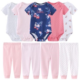 MAMIMAKA Baby Bodysuit Short Sleeve One-Piece Newborn Pants Baby Clothes for Baby Boy and Girls 9-12 Months