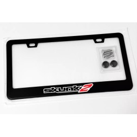 Gearhead Frames Skunk2 Racing Black Metal License Plate Frame with Screws & Caps White & Red