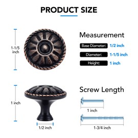 HOME EDIT 15 Pack 1-1/5 Inch Kitchen Cabinet Knobs Rustic Oil Rubbed Bronze Drawer Handles for Cabinets, Dressers, Cupboards, Bathrooms, and Bedrooms