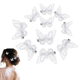 YFFSFDC Lace Hair Clips, Butterfly, Hair Ornament, Embroidery, Ribbon Clip, Cute Hair Accessory, Bangs Clip, Hair Clip, For Birthdays, Recitals, Parties, Weddings (Set of 10)