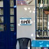 Open Closed Sign (02nd Blue Checkerboard)