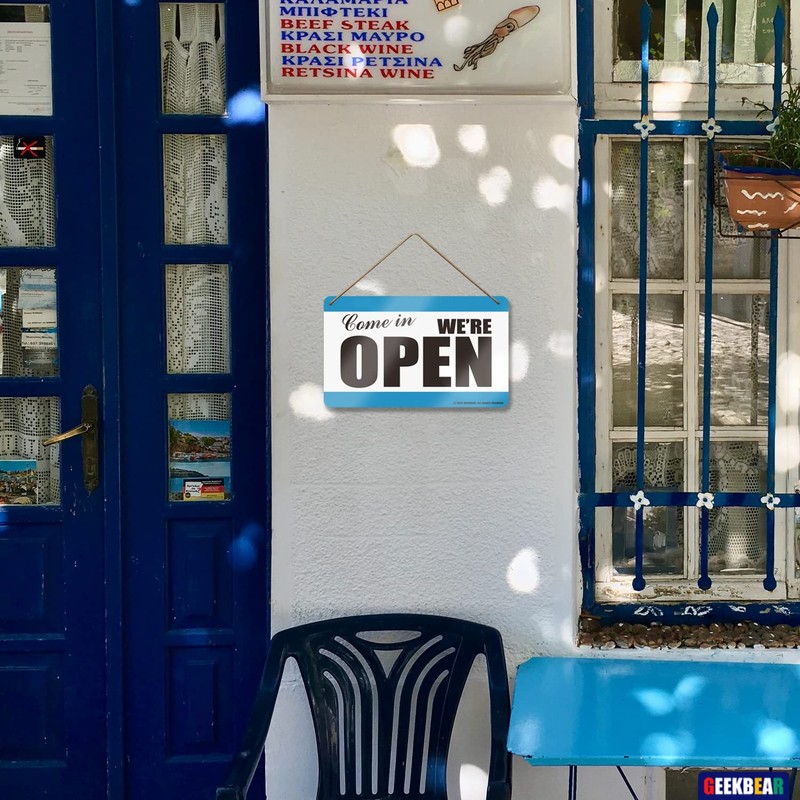 Open Closed Sign (02nd Blue Checkerboard)