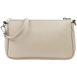 SH Leder Jennie G323 Genuine Leather Shoulder Bag Handbag Clutch Small Bag Evening Bag 23 x 13 cm, beige
