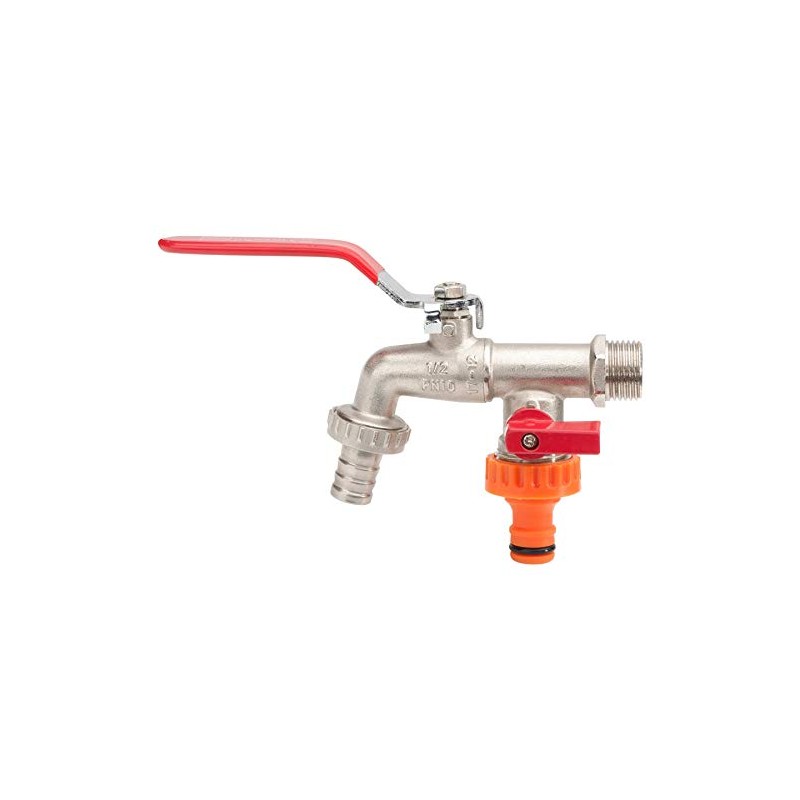 Double Duo Outlet Garden Tap Ball Valve Faucet Red Handle