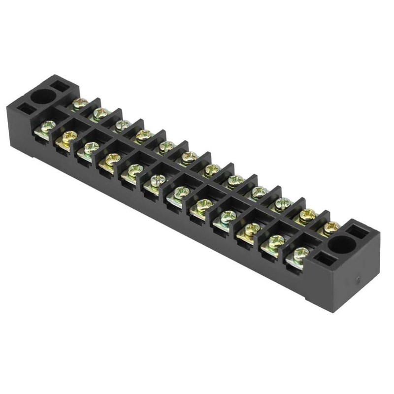 Qiilu 12 Position, 600 V, 15A, Screw Down Terminal Block,