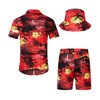 EISHOPEER Men's Button Down Hawaiian Shirt and Short 2 Piece