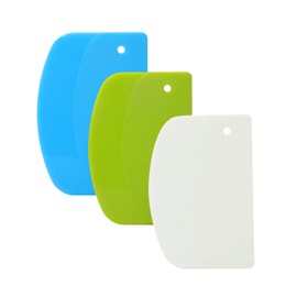 3 piezas de raspador de masa de alimentos, herramienta de corte de repostería de cocina multiusos de plástico, raspador de tazón flexible con borde cu