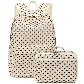 Octsky Backpack for Girls Teen Corduroy Bookbags Elementary Middle High School Bag Women Travel Daypacks Beige/Black