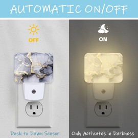 AKKAVNIA Night Light Abstract Marble Texture Plug-in Wall LED Night Lamp with Dusk-to-Dawn Smart Sensor Lamp for Adult Bedroom Living Room Hallway Kitchen