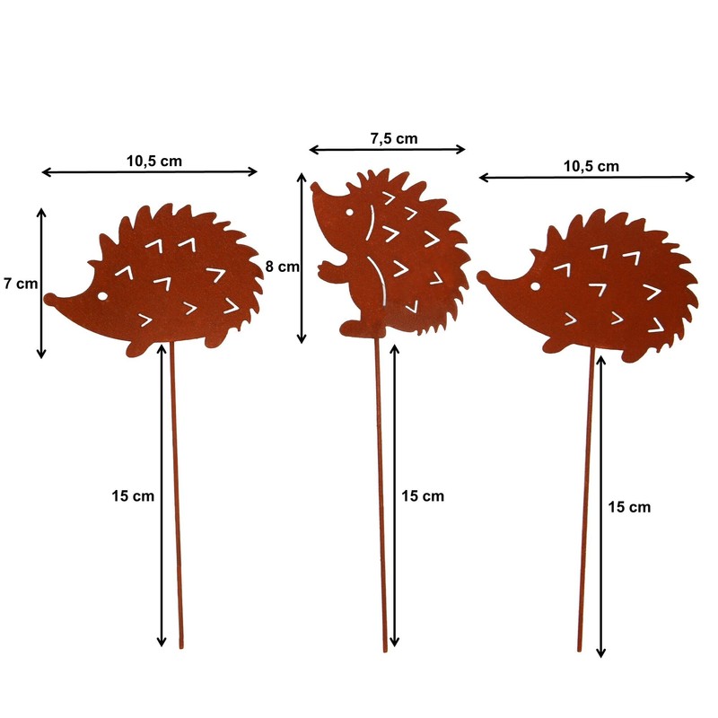 UNUS Garden Hedgehog Garden Stake, Set of 5, Garden Decoration