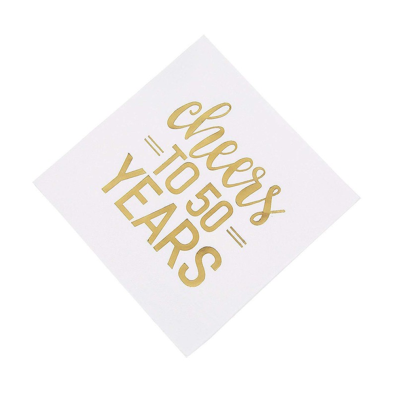 Metallic Gold Foil-Stamped 50th Anniversary Luncheon Napkins (16cm) Pack of