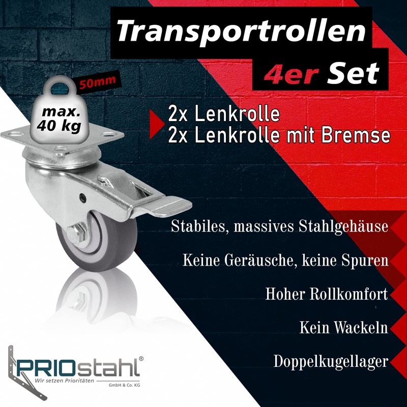 PRIOstahl Equipment Roller Set with Screw-On Plate - Unwinding -